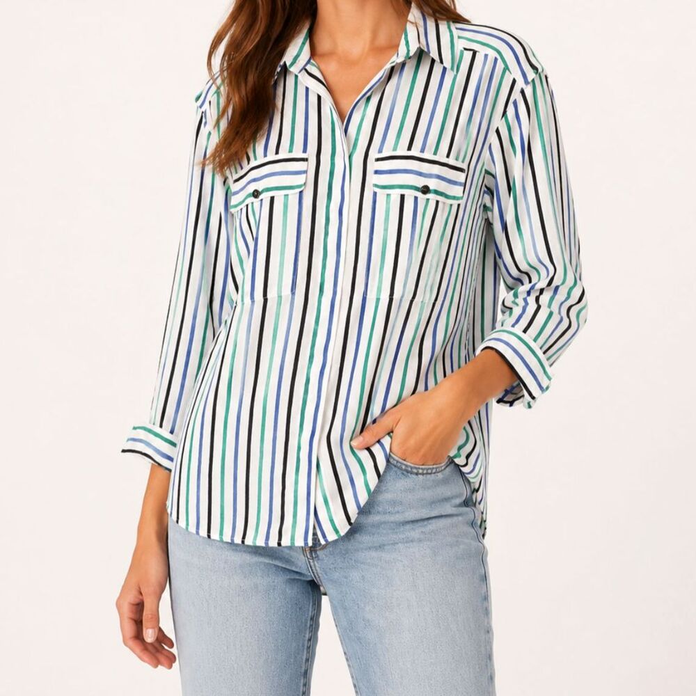 Vintage Striped Button Down Shirt Size Medium